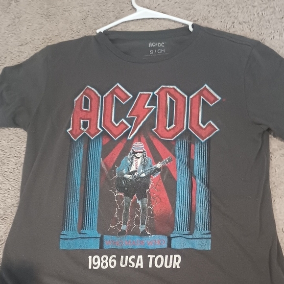 AC/DC | Tops | Acdc Black Tee With Red And Blue Tour Design | Poshmark